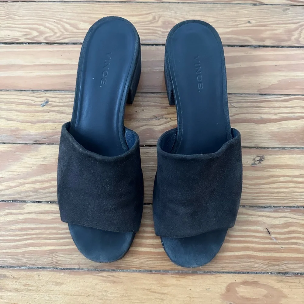 Vince Rachelle Deep Navy Suede Slide Mule - Picture 3 of 5